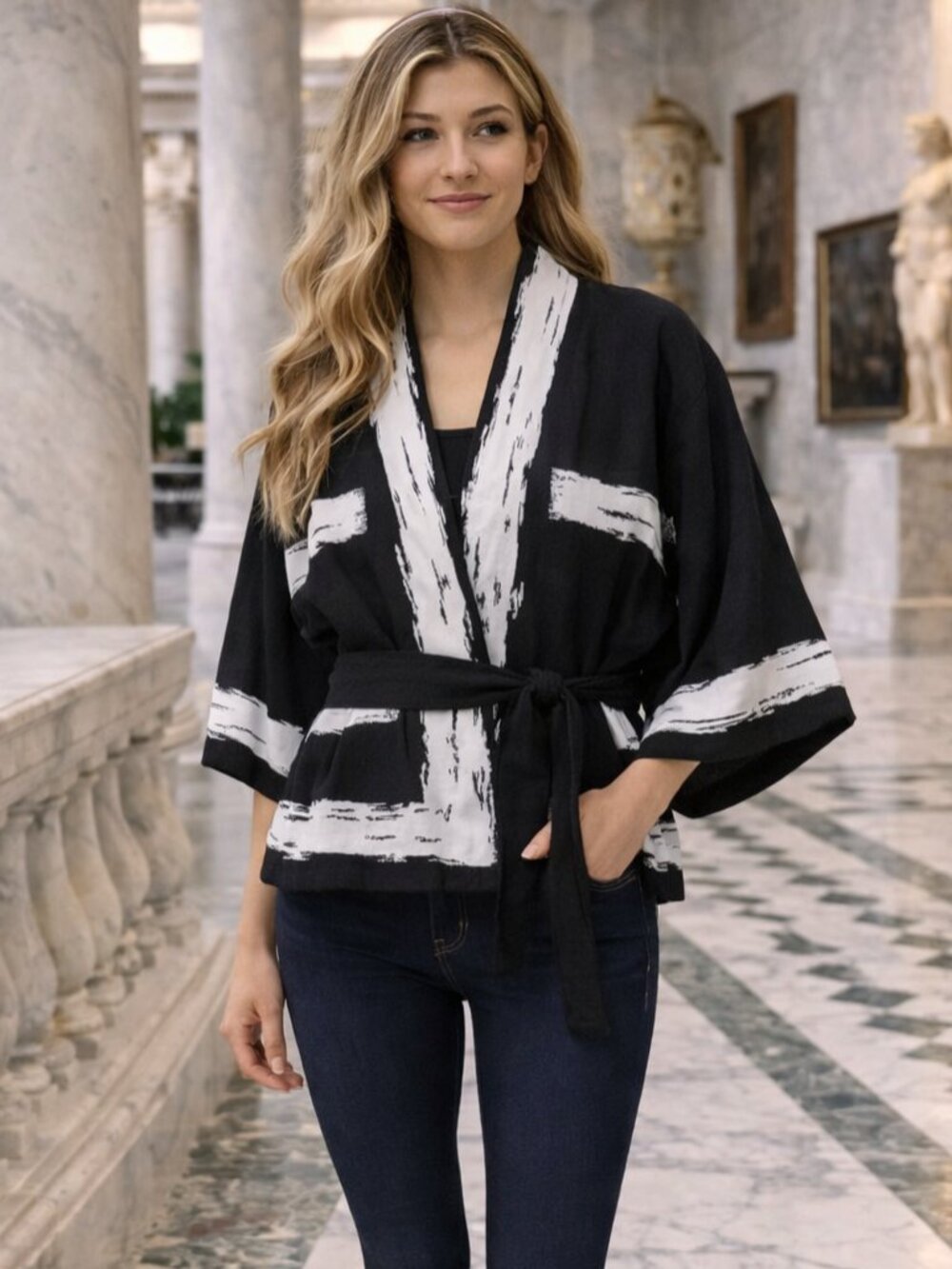 Anthropologie MOTH Wool Silk Geometric Abstract Cropped Crop Shrug Cardigan M